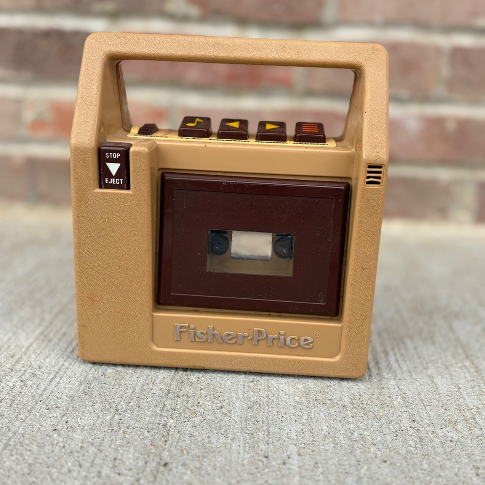 Vintage 1980 Fisher Price 826 Cassette Tape Recorder Player Tan Brown Retro Toy